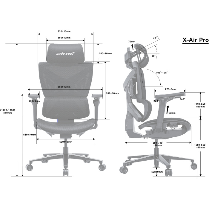 Крісло ігрове Anda Seat X-Air Pro Size XL до 120 кг - Anda Seat